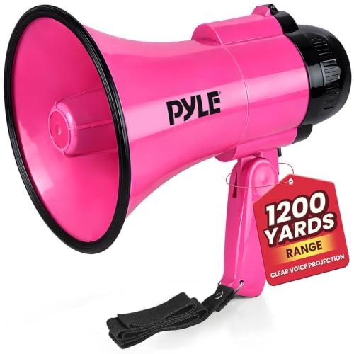 Portable Megaphone Speaker with Microphone - 30W, 1200 Yards Range, Pink