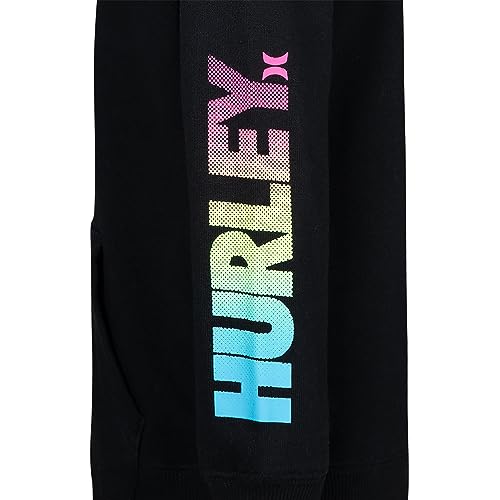 Hurley Boys' Graphic Pullover Hoodie Black Multi Large Kids Sweatshirt