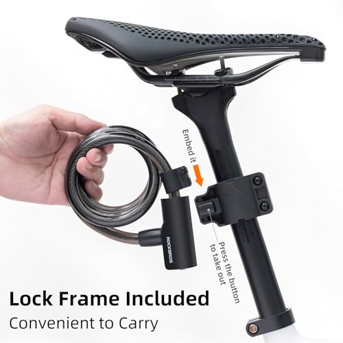ROCKBROS Bike Cable Lock with 2 Keys, PVC-Coated Steel & Mount Bracket