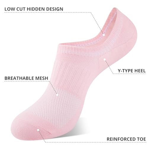 No Show Socks for Women - Thin Cotton Invisible Low Cut, 6 Pairs Multicolor