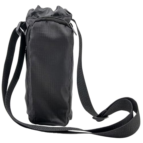 Water Bottle Carrier Bag with Strap & Phone Pocket - Black