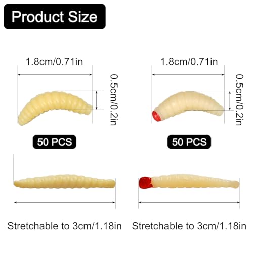 100pcs Soft Plastic Fishing Worms Lures for Freshwater Bait