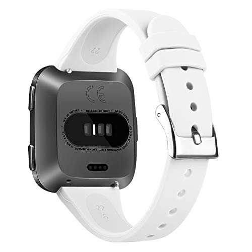 Slim Silicone Bands for Fitbit Versa 2 - 3 Pack Large, Black/Gray/White