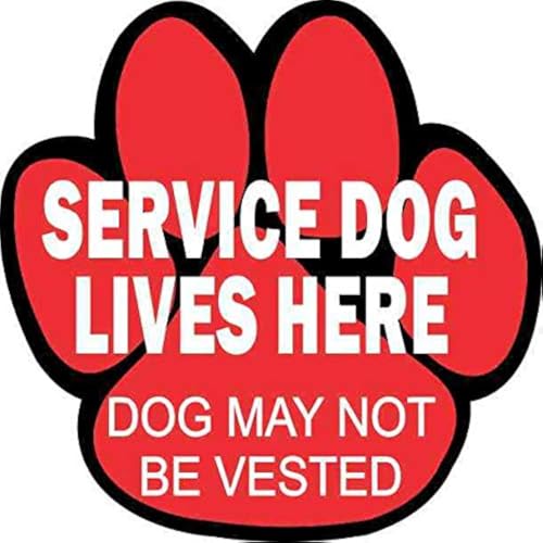 Service Dog Lives Here Vinyl Sticker 4x4 Inches - Durable Waterproof Paw Design