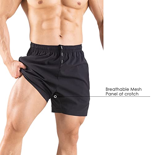 Men's 5" Quick Dry Running Shorts - 2 Pack Athletic Gym Shorts with Zipper Pockets