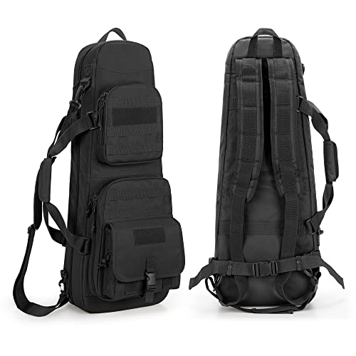 DSLEAF 28-Inch Double Short Barrel Rifle Case Black Soft Tactical Gun Bag Backpack