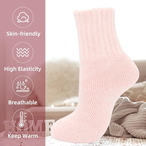 Cozy Warm Wool Socks for Women - Cute Light Pink Boot Crew Socks