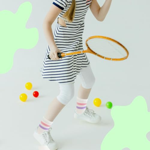 Girls Crew Socks - 10 Pairs Athletic Cotton Lightweight 3-5T Multicolor
