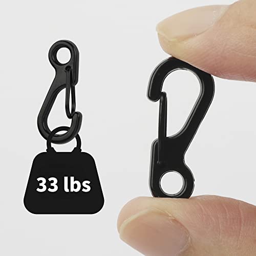 Mini Carabiner Clip Keychains - 10 Pack Black Alloy EDC