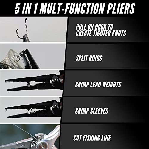 Beyond Braid Silver Aluminum Fishing Pliers with Tungsten Cutters, Saltwater Resistant, Sheath