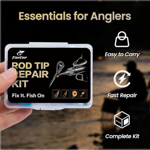 FishTrip 10pcs Fishing Rod Tip Repair Kit Stainless Steel Ceramic Guides Replacement
