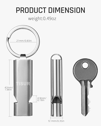 Emergency Whistle Keychain - Loud Stainless Steel (1-Pack)