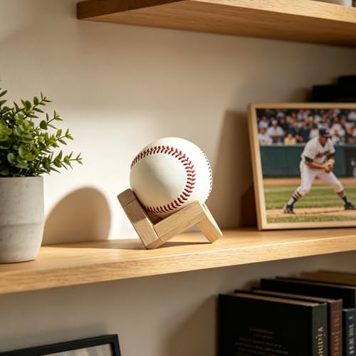 Wooden Baseball Display Stand - Natural Beechwood Ball Holder - 1 PCS