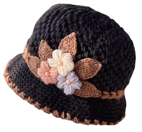 Women's Knitted Wool Beanie Hat - Medium Black