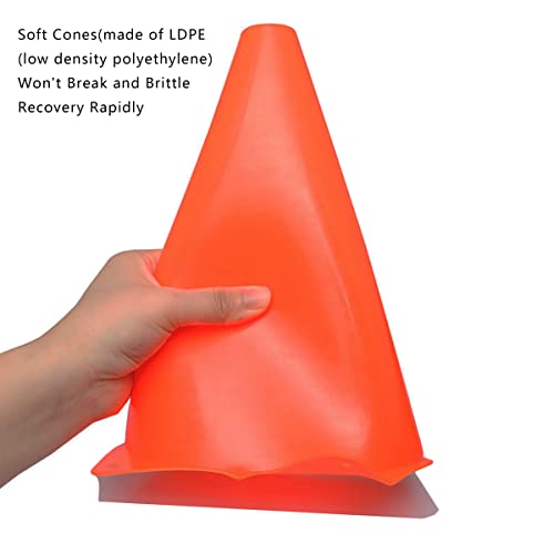 9-Inch Orange Traffic Cones - 10-Pack Sports Training Cones