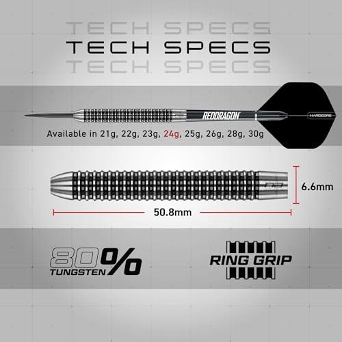Red Dragon Pegasus Original 24g Tungsten Darts Set with Case - Black Variant