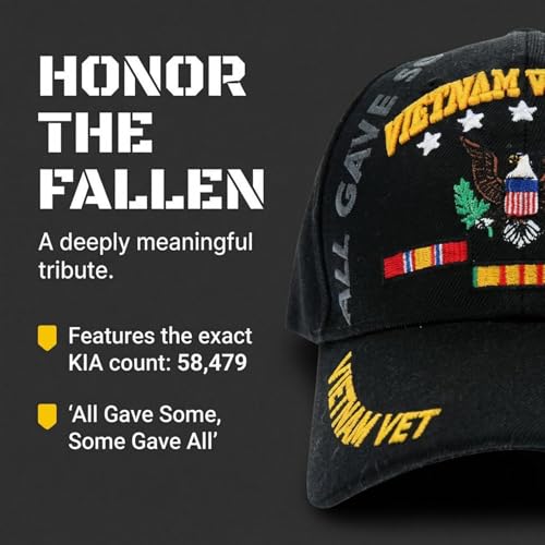 Vietnam Veteran All Gave Some Gave All Black Adjustable Baseball Cap - Patriotic Hat