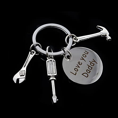 Stainless Steel Keychain Gift for Dad with Hammer & Screwdriver