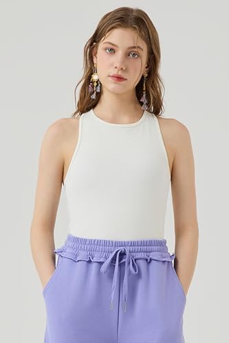Seamless High Neck Yoga Crop Top - Off-White, Medium-Large