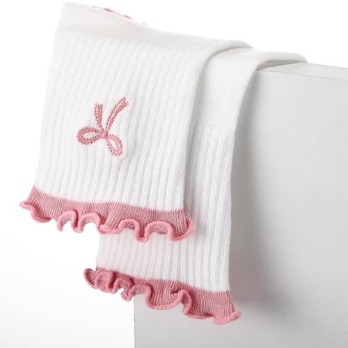 Cute Pilates Grip Socks for Women - Nonslip Yoga - Pink Bow