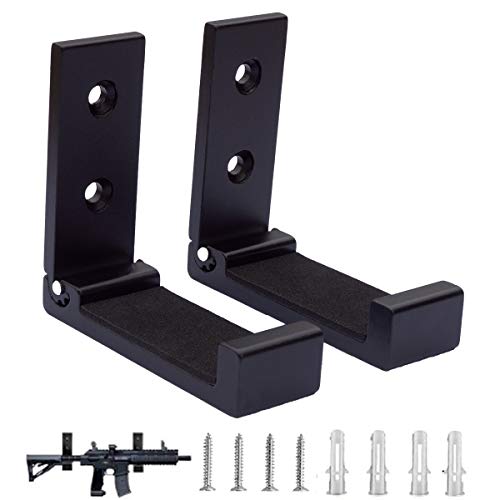 Folding Rifle Wall Mount with Protective Padding - Black 2pcs