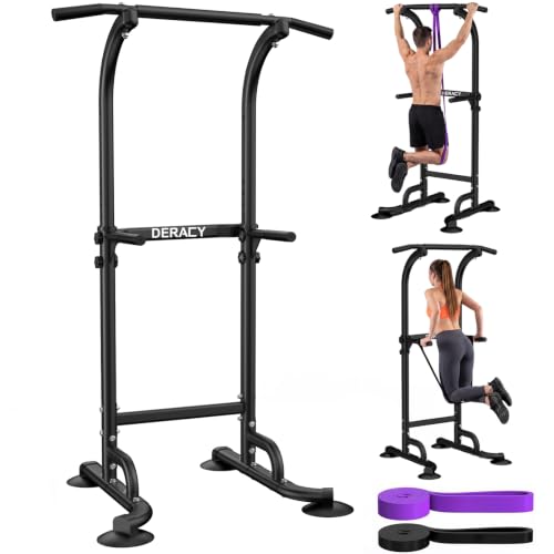 Adjustable Power Tower with Pull Up Bar and Dip Station