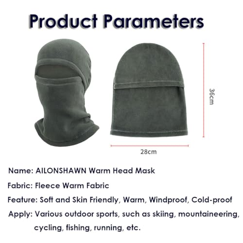 Thermal Fleece Balaclava Ski Mask - Cold Weather Face Cover - Large, Black
