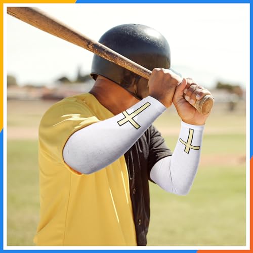 Shyyween Small Faith Cross Youth Arm Sleeves - 6 Pairs Compression Baseball Sleeves