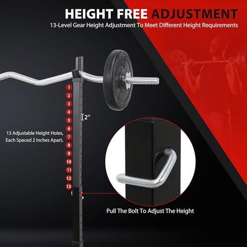 Adjustable Squat Rack - Heavy-Duty 550lbs Capacity for Home Gym