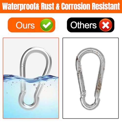 Heavy-Duty Carabiner Clip 1.96" Silver - 12 Pcs Quick Link Snap Hooks
