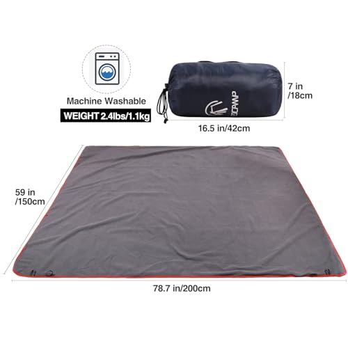 REDCAMP Waterproof Stadium Blanket for Cold Weather - Dark Blue / Light Grey, Large Fleece Outdoor Cover