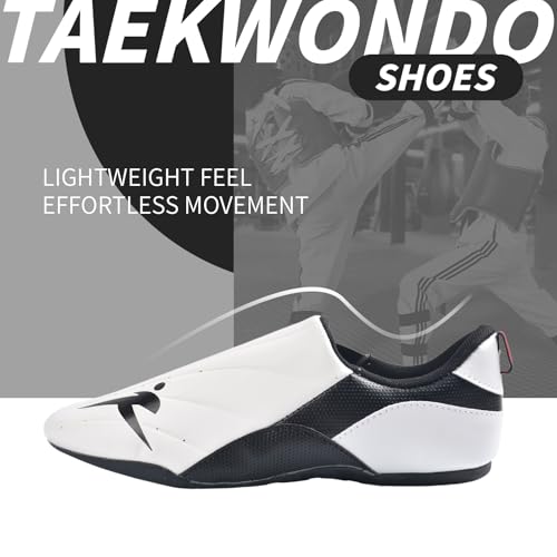 DEWEAR Fitness Unisex Taekwondo Karate Martial Arts Shoes 10 White & Black Kids Youth Adult