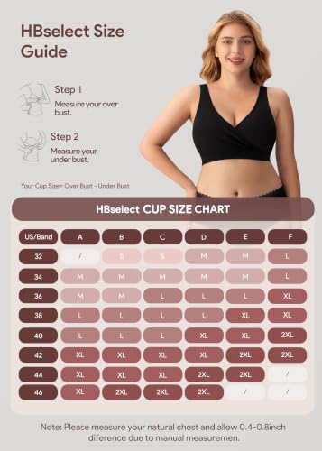 HBselect Maternity Nursing Sleep Bra Wireless Bralette - Large Black/Blue/Gray/Purple/Beige