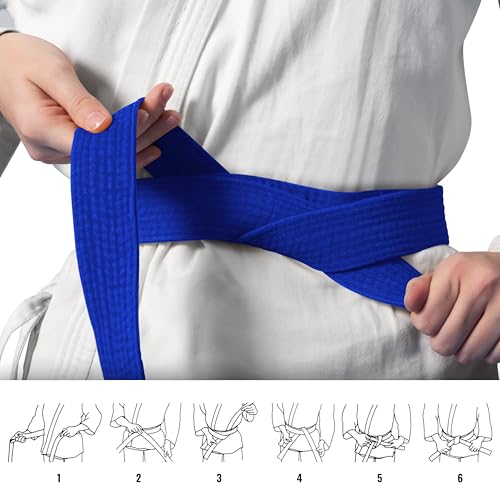DXM SPORTS 220cm Blue Martial Arts Belt for Karate, Judo, Aikido & Taekwondo - Durable Cotton, Double Stitched for Kids & Adults
