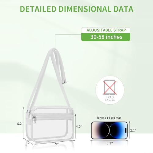 Clear Messenger Bag for Stadium Events - Mini White 7.5x10.5 Inches