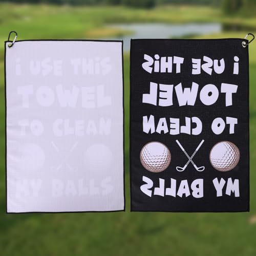 Funny Golf Towel for Men - Microfiber with Clip, 15.75" x 23.62"