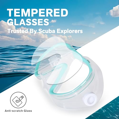 EXP VISION Aqua Dive Mask with Anti-Fog Wide View Snorkeling Goggles - Adult, Tempered Glass, Nose Cover
