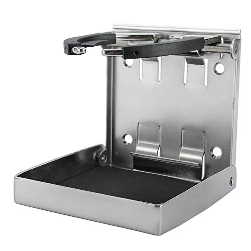 YaeMarine 2-Pack Stainless Steel Adjustable Folding Drink Holders for Marine, Boat, Car, Caravan - Model 1