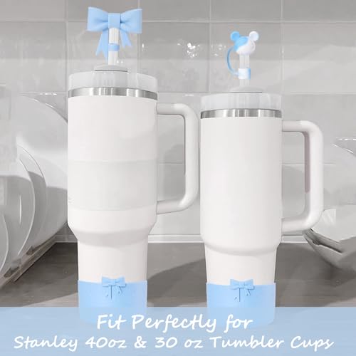 Silicone Straw Covers & Boot for Stanley Tumblers - Blue