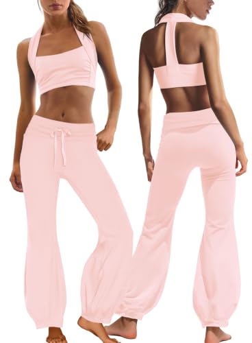 Nirovien Women's 2-Piece Workout Set—Light Pink, Small, Yoga & Pilates Athleisure