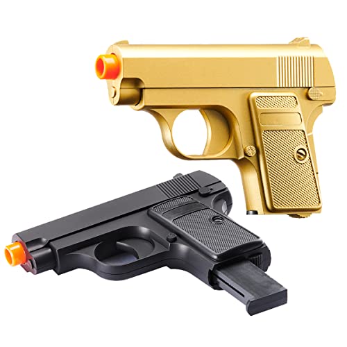 Lightweight Dual Airsoft Spring Pistols - Gold & Black