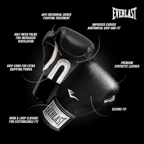 Everlast Prostyle 2 Youth Boxing Gloves - Black, Entry-Level Training Gear for Kids & Women