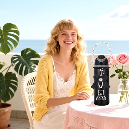 6Pcs Letter Accessories Set for Owala Water Bottles - Black