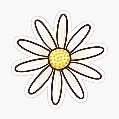 White Daisy Vinyl Decal, 5-Inch Waterproof Flower Sticker for Car or Laptop