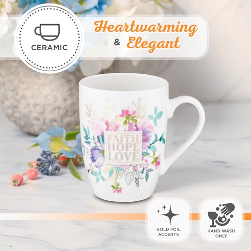 Inspirational Coffee Mug - Faith Hope Love - 12oz Ceramic