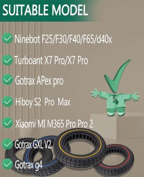 GLDYTIMES 10X2.0 Solid Tire, Off Road, Replacement for 10x2-6.1 10x2/54-152 Scooter Tire Stock Tire, Fit for Gotrax G4 GXL V2 Electric Scooter
