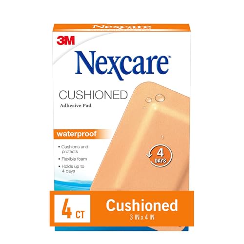 Waterproof Adhesive Gauze Pads - Cushioned Protection, 4 Count