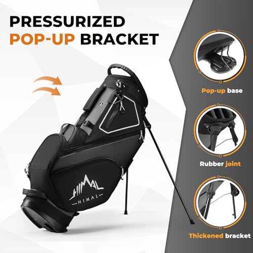 Lightweight 14-Way Golf Stand Bag with Magnetic Pocket - Black