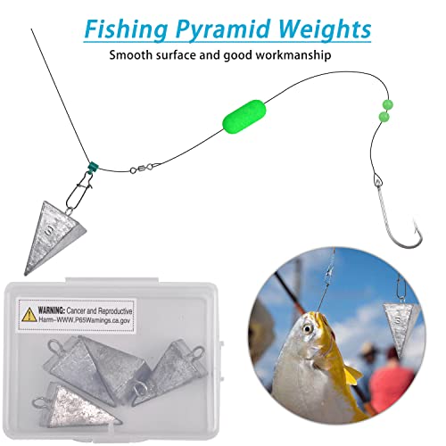 Agool Saltwater Pyramid Fishing Sinkers 3oz (4 Pack) for Surf & Pier Fishing