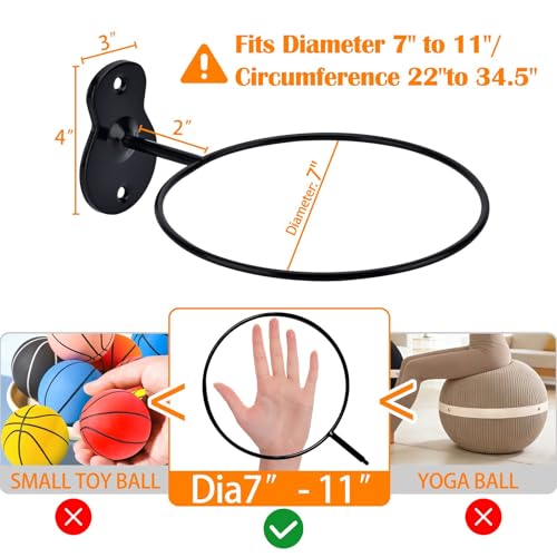 7-Inch Metal Basketball Holder Wall Mount - Cal Shape